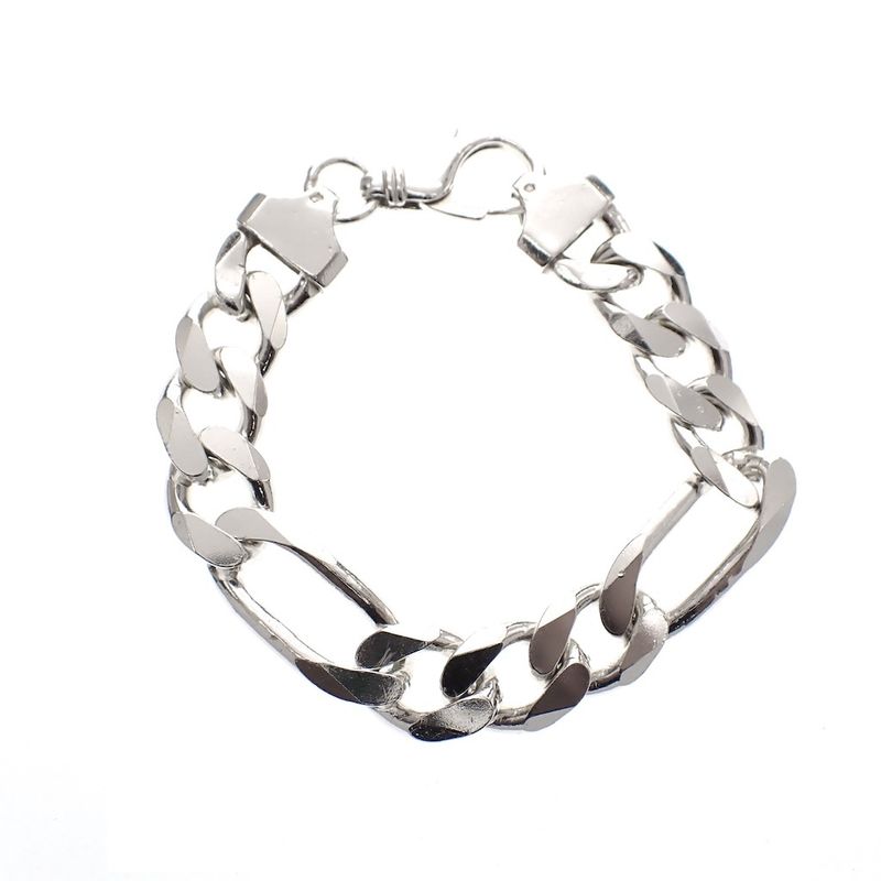 Image 1 of Robust silver Figaro men's bracelet.