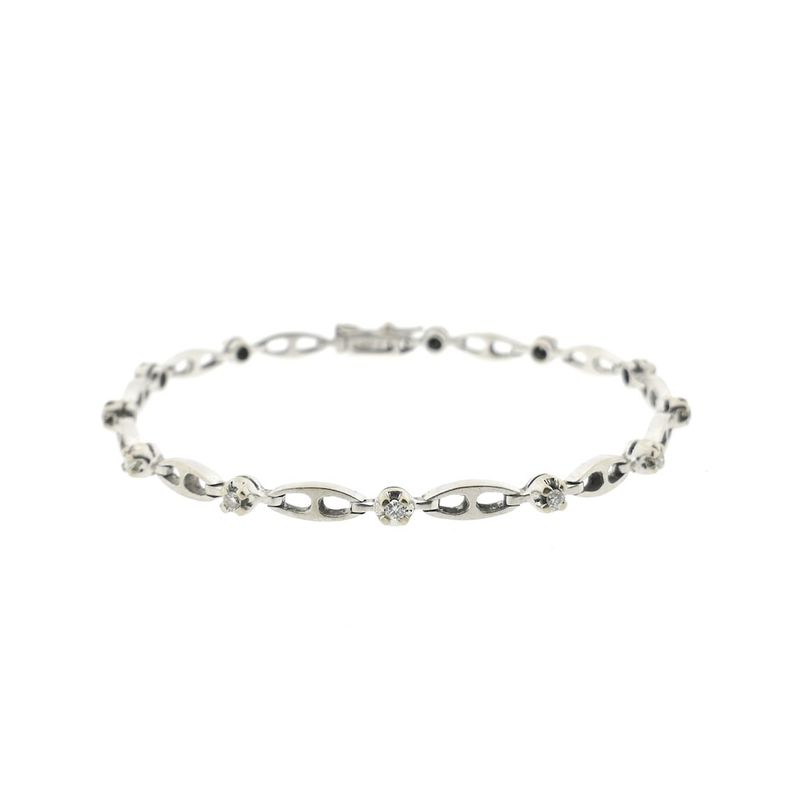 Image 3 of White gold fantasy link bracelet with diamonds; 0.24 ct.
