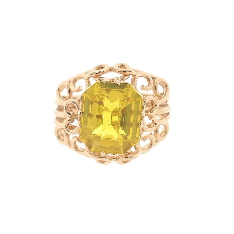 Image 3 of Vintage rose gold ring set with synthetic yellow gemstone