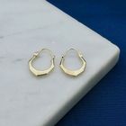 Image 2 of Gold faceted hoop earrings; Ø 12.3 mm