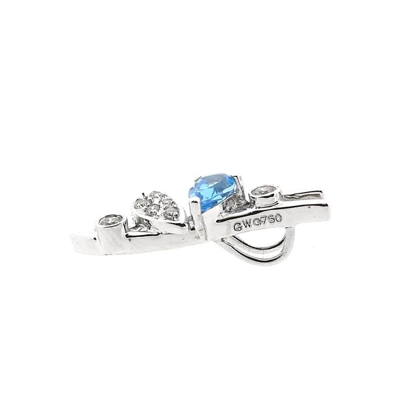 Image 7 of 18K White Gold Pendant with Topaz & Diamonds