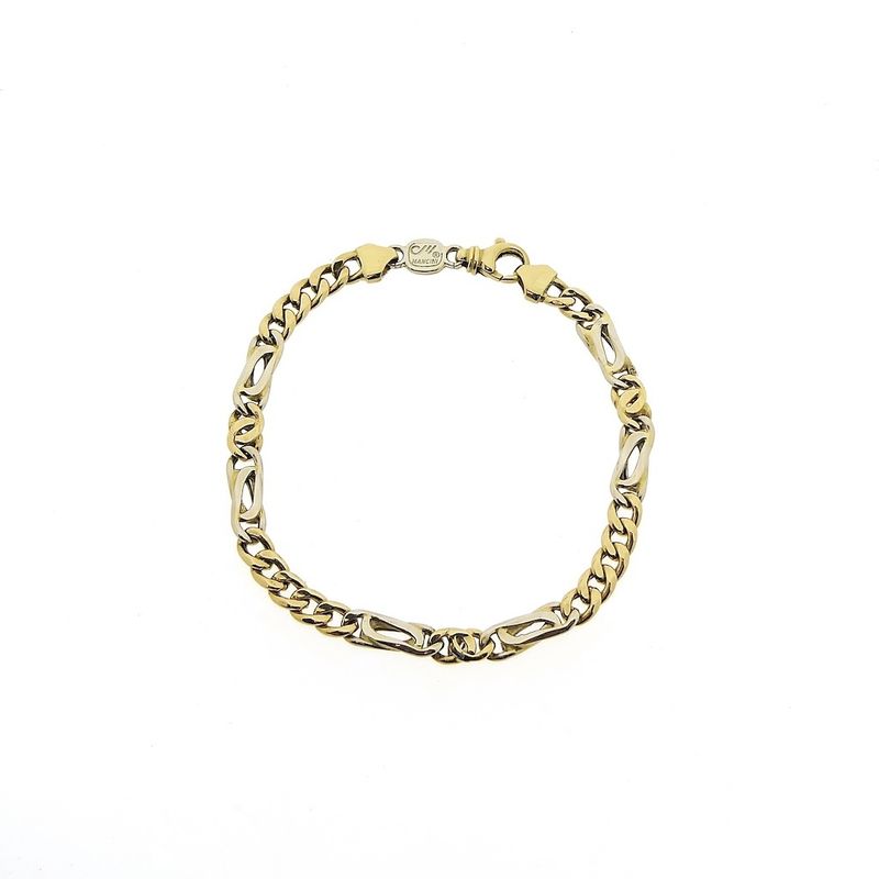 Image 3 of Two-tone gold link bracelet; Manchini