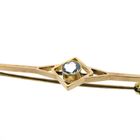 Image 4 of Vintage long rose gold brooch with aquamarine