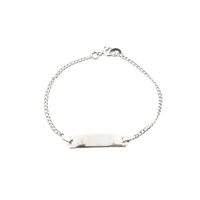 Silver gourmet link bracelet with engraving plate; Children
