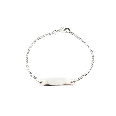 Image 1 of Silver gourmet link bracelet with engraving plate; Children