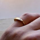 Image 10 of Golden men's pinky ring set with diamond; 0.02 ct.