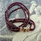 Image 5 of Glass bead necklace with gold clasp; Antique/vintage