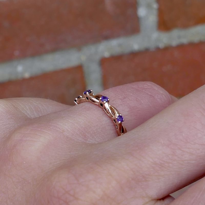 Image 10 of Rose gold braided ring with amethyst