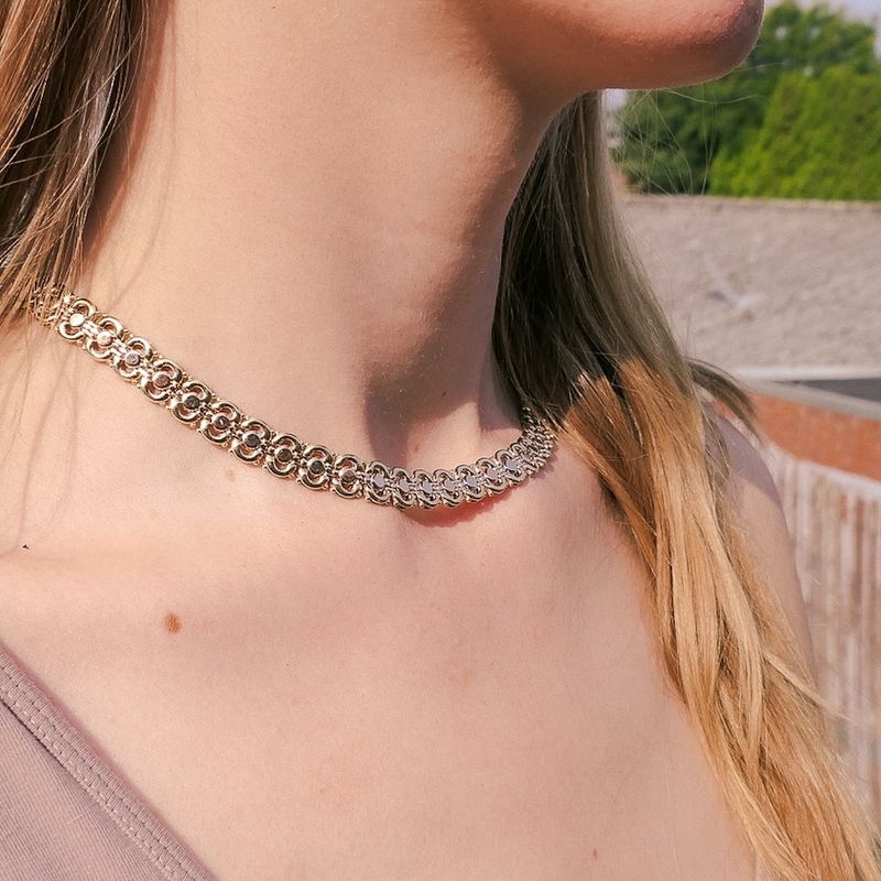 Image 10 of Tricolor gold fantasy link necklace