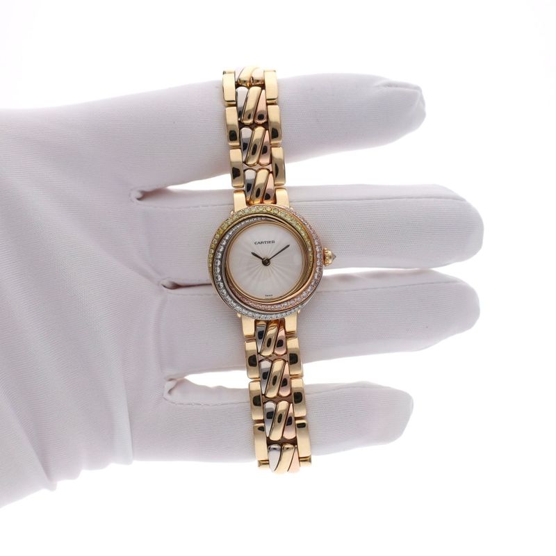 Image 9 of Cartier Trinity 2357 / WG2005S5; Exclusive 18ct Yellow Gold Ladies Watch with Diamonds