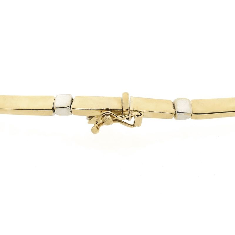 Image 4 of Two-tone gold bar link necklace | 42.5 cm