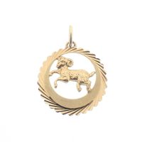 Gold zodiac sign pendant; Aries