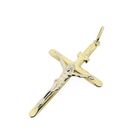 Image 11 of Two-tone gold pendant of a large cross with corpus | INRI