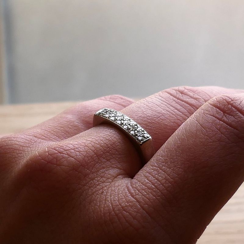Image 8 of White Gold Ring with Diamond; 0.23 ct; 18 Karat; Size 17.75