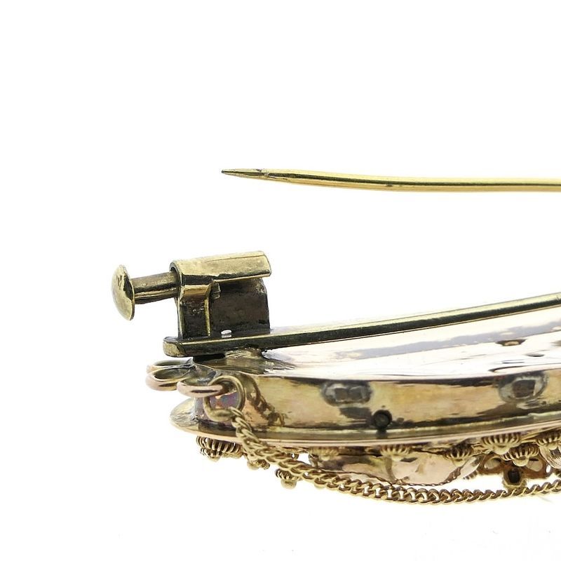 Image 7 of Antique two-tone gold brooch with filigree technique