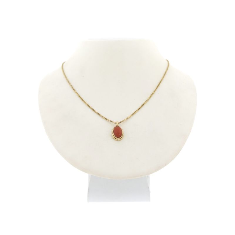 Image 7 of Gold pendant with red coral | Vintage