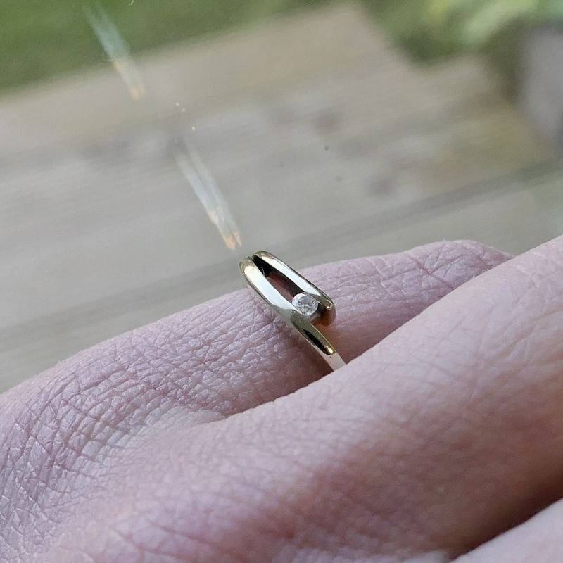 Image 8 of White gold solitaire ring with diamond | 0.03 ct.