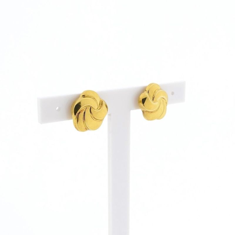 Image 3 of Vintage gold floral clip-on earrings