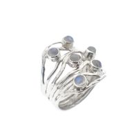 Silver ring with moonstones