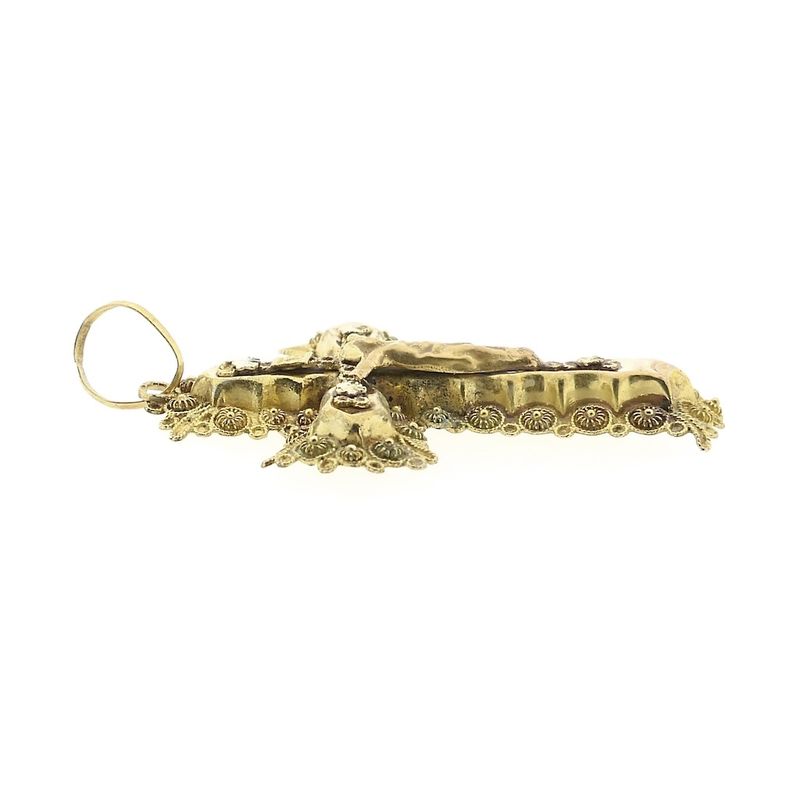 Image 8 of Gold antique pendant of a cross with corpus | INRI