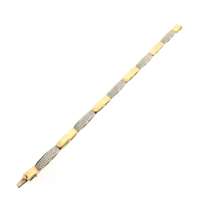 Image 10 of 18K Bicolor Gold Link Bracelet with Diamonds; 1.055 ct.