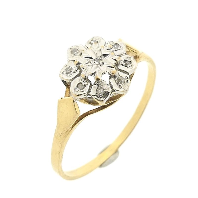 Image 1 of Gold entourage ring with diamond | 0.045 ct.