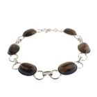 Image 1 of Vintage silver bracelet with tiger eyes | 20.5 cm