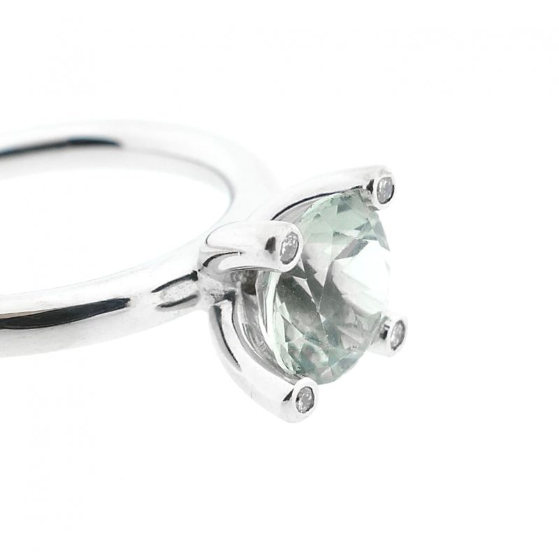 Image 5 of White gold 'Phlox' ring set with aquamarine and diamonds; Bron Jewelry
