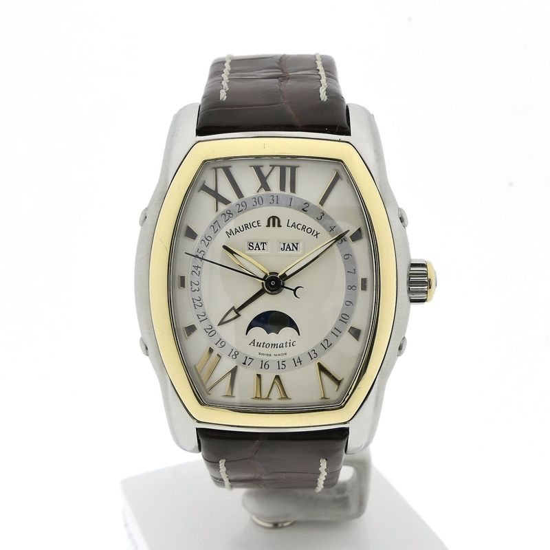 Image 1 of Maurice Lacroix Masterpiece 'Phase de Lune' Tonneau MP6439; Automatic gold/steel men's watch