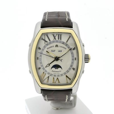 Maurice Lacroix Masterpiece 'Phase de Lune' Tonneau MP6439; Automatic gold/steel men's watch Image 1 of Maurice Lacroix Masterpiece 'Phase de Lune' Tonneau MP6439; Automatic gold/steel men's watch