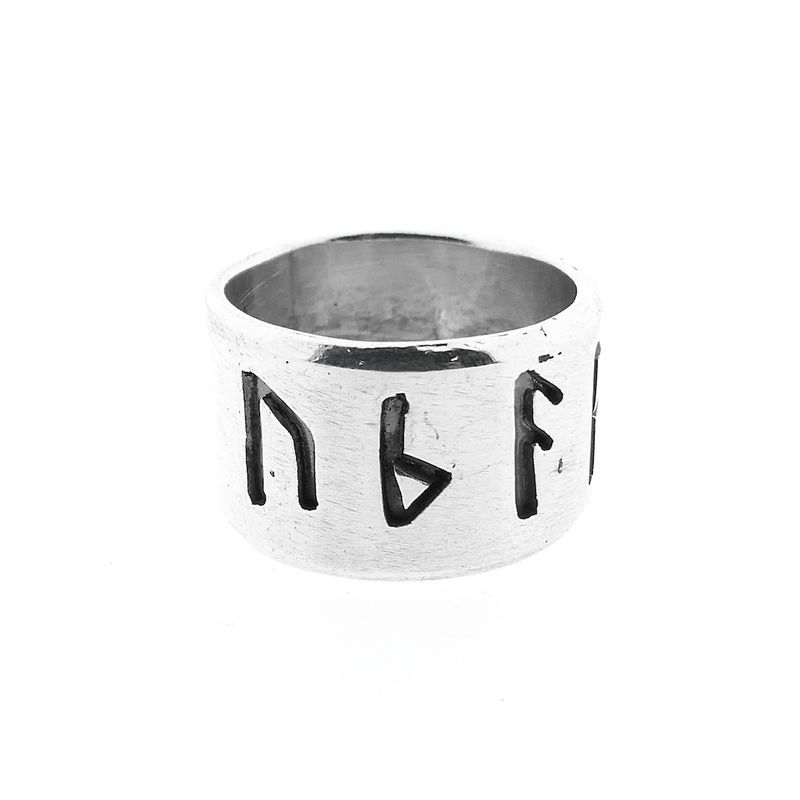 Image 2 of Wide silver ring with runic script; Bombarie