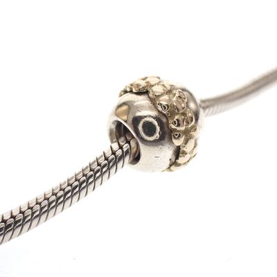 Image 2 of Pandora charm; Silver with gold; Saturn Flower