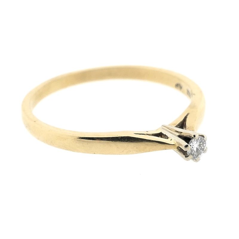 Image 6 of Gold solitaire ring with diamond; 0.05 ct.