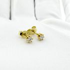 Image 9 of Gold solitaire stud earrings with diamond; 0.32 ct.