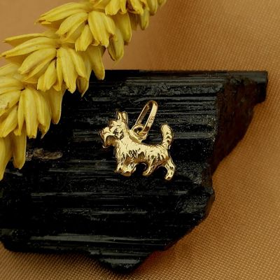 Image 2 of Gold minimalist pendant of a dog | Scottish Terrier
