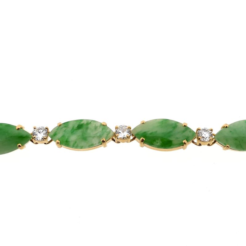 Image 5 of Gold Gourmet Link Bracelet with Jade and Zirconia