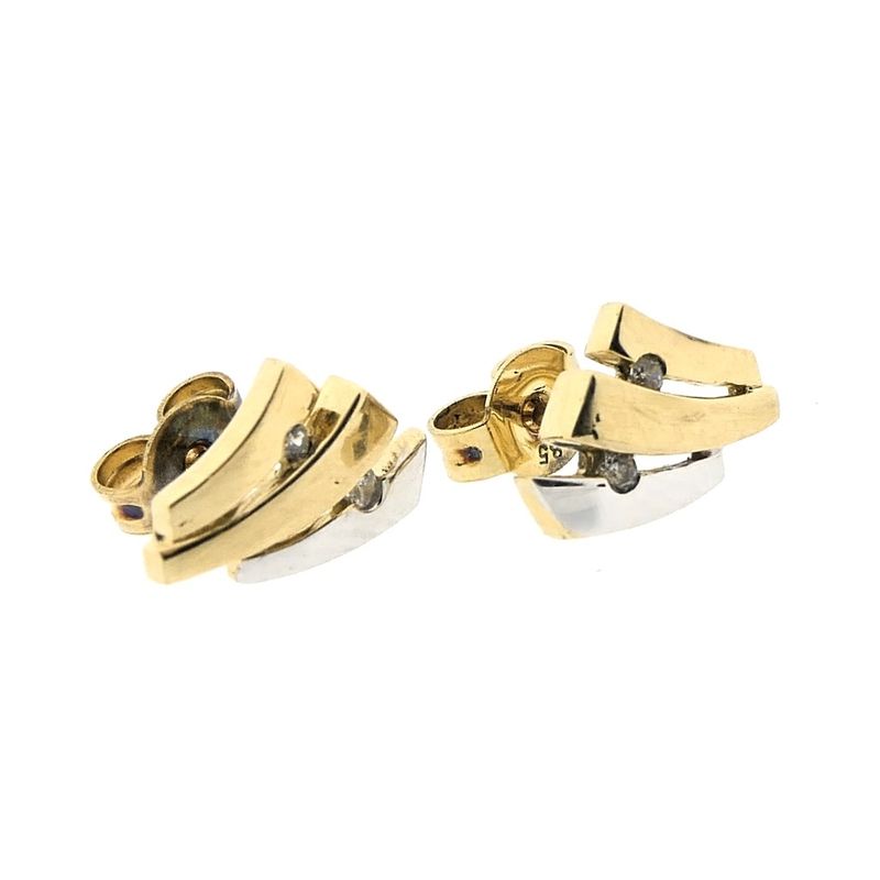 Image 4 of Bicolor gold stud earrings with zirconia