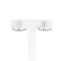 Silver stud earrings with zirconia | Ear jacket