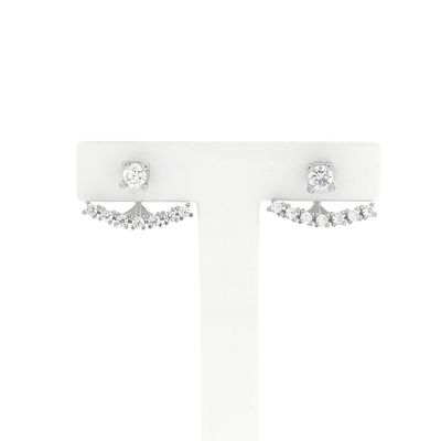 Image 1 of Silver stud earrings with zirconia | Ear jacket
