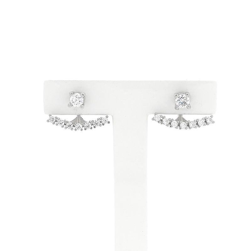 Image 1 of Silver stud earrings with zirconia | Ear jacket