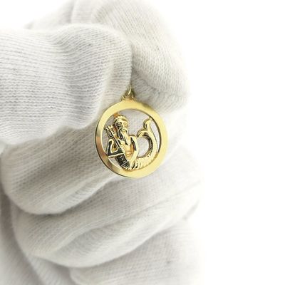 Image 2 of Gold zodiac sign pendant; Aquarius