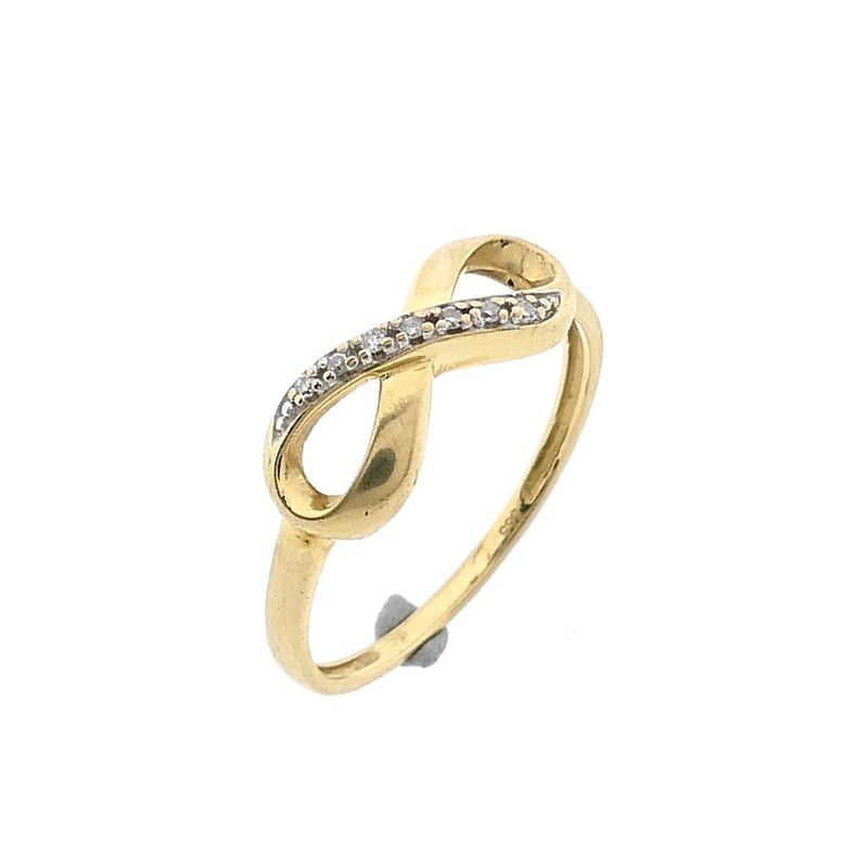 Afbeelding 1 van Gouden infinity ring met diamanten; 0,035 ct.