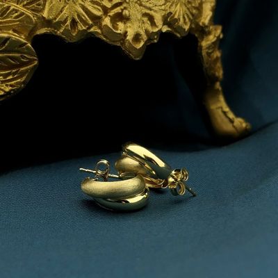 Image 2 of Matte gold semicircular earrings