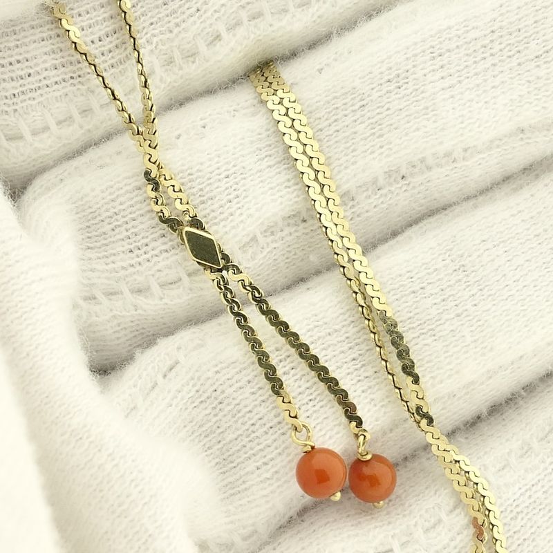 Image 8 of Gold S-link necklace with blood coral