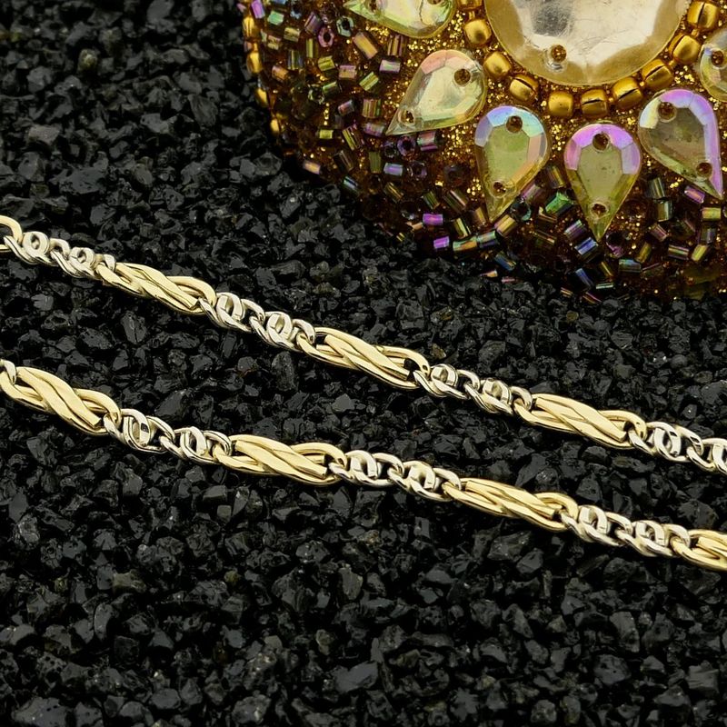 Image 2 of Two-tone gold navy link bracelet with diamonds