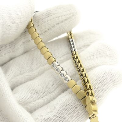 Two-tone gold bracelet with diamonds; 0.24 ct. Image 2 of Two-tone gold bracelet with diamonds; 0.24 ct.