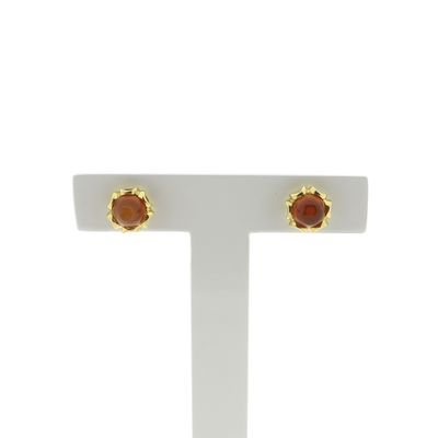 Image 1 of Vintage gold stud earrings with glass beads