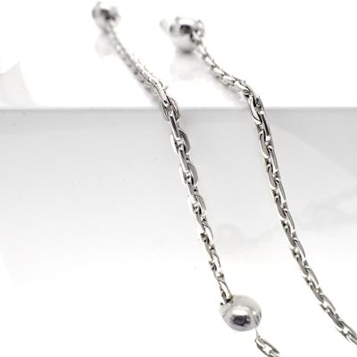 Image 2 of Long silver anchor link necklace with beads