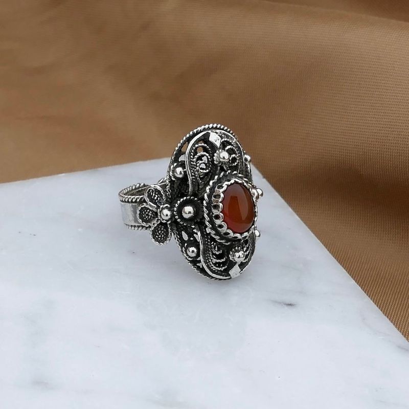 Image 2 of Vintage Silver Ring with Carnelian