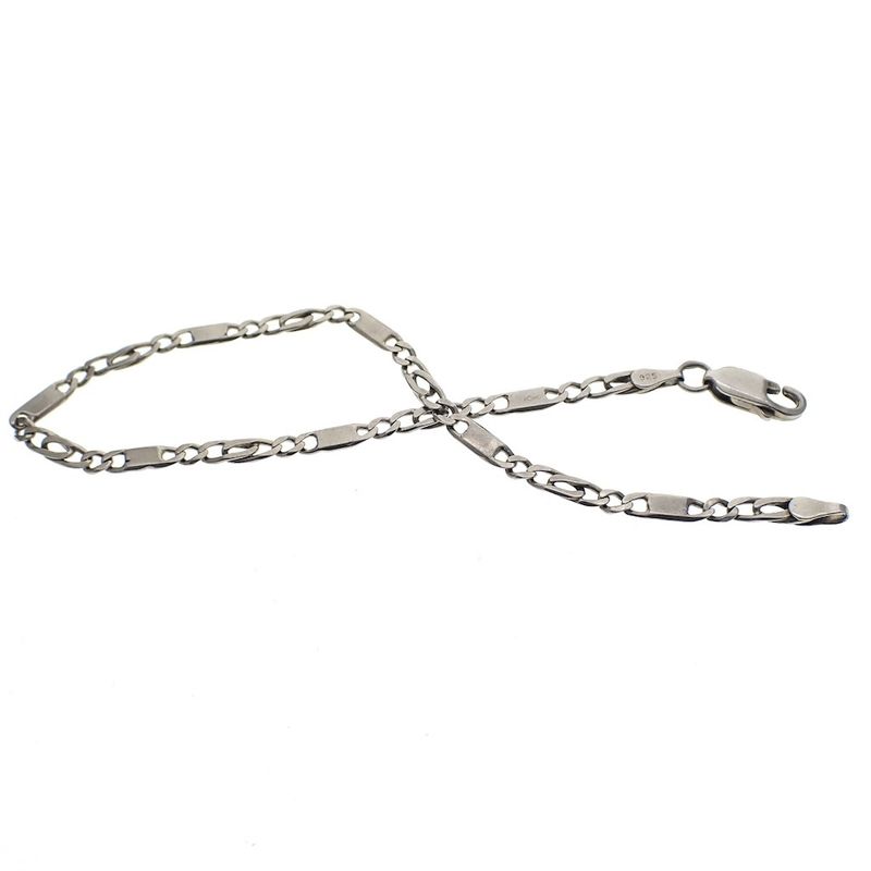 Image 3 of Silver men's bracelet with closed Figaro links | 20.5 cm